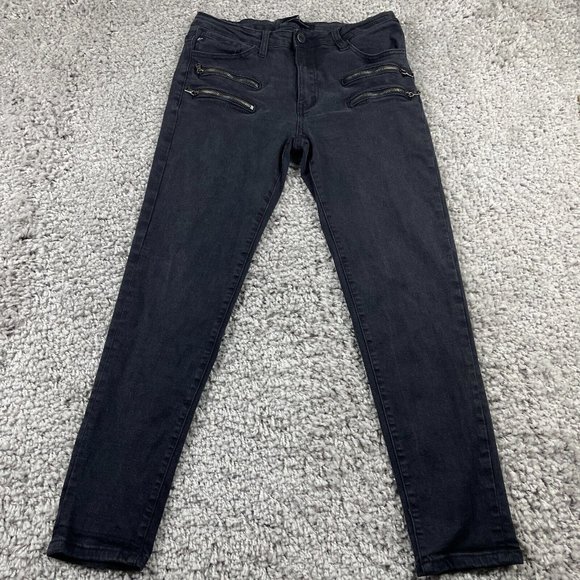 KanCan Jeans Women's Size 13 Black Mid-Rise Skinny Ankle Denim w/ Zipper Pockets - Picture 2 of 14